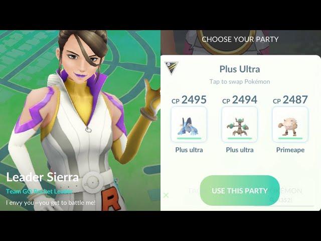 Defeating Sierra with ultra league Pokémon December 2021