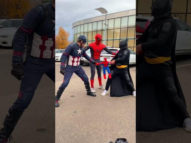 Batman and Captain America scared Spider-Man very funny#shorts