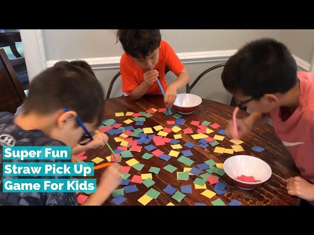 Straw Pick Up Game | Super Fun Stuck at Home Activity for Kids | DIY Games Easy With Paper