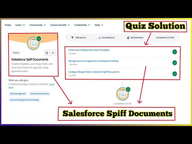 Salesforce Spiff Documents | Salesforce Trailhead | Quiz Solution