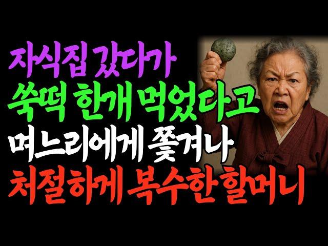 [충격] 쑥떡 하나 먹었다고 며느리에게 쫓겨난 할머니의 통쾌한 복수ㅣ오디오북ㅣ실화사연ㅣ노후사연ㅣ인간관계ㅣ감동사연ㅣ사연라디오ㅣ고부사연ㅣ고부갈등