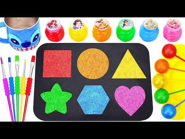 Satisfying Video l How To Make Rainbow Mixing Color Lollipop Candy and 6 Glitter Slime Cutting ASMR