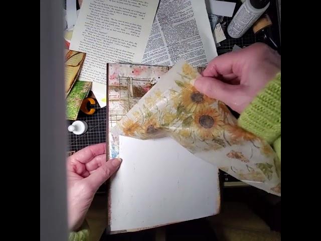 Printed tissue paper glued to bookpages makes beautiful envelopes for junk journals