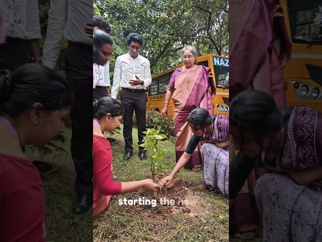 New beginning with tree plantation by Secretary and Principal of Nazareth Arts College, Avadi