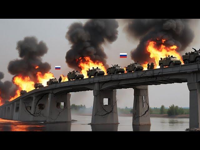 Just arrived in Kursk! Russian Allied convoy attacked by Ukrainian forces on the bridge