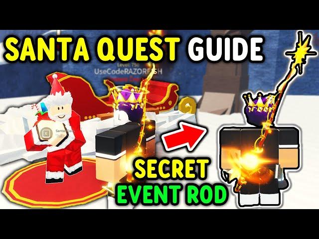 How To COMPLETE SANTAS QUEST and CLAIM SECRET EVENT ROD in Roblox Fisch..