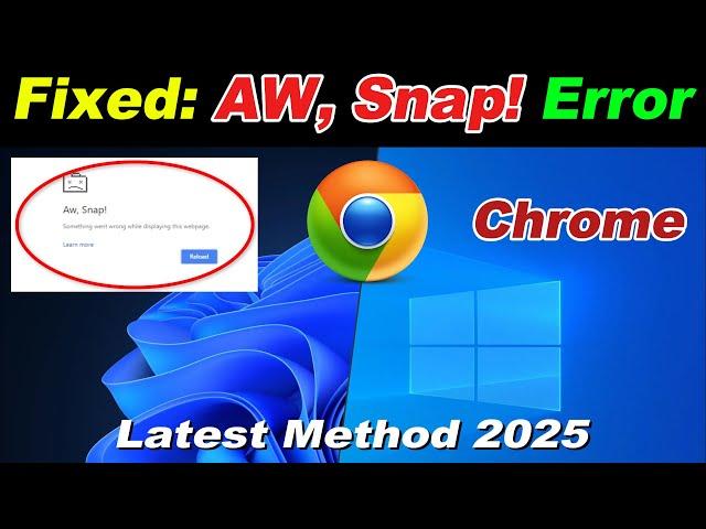 How to Fix AW, Snap! Error In Google Chrome Browser | Windows 10 or 11 | Laptop or PC