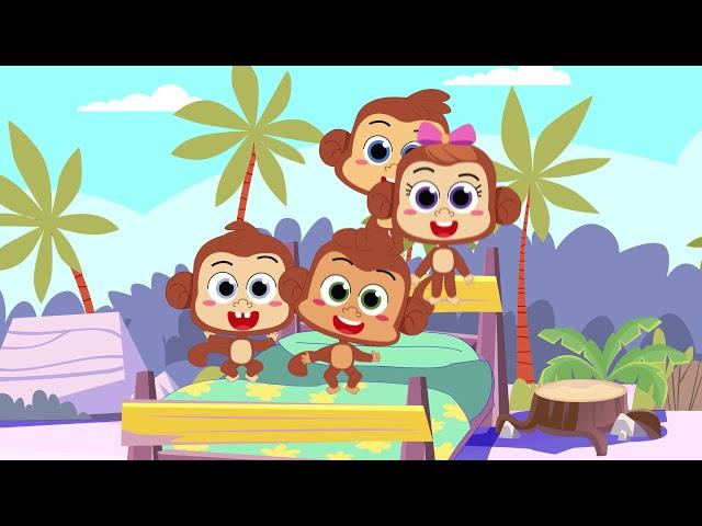 Five Little Monkeys Jumping on the Bed | Kidzo Nursery Rhymes & Kids Songs