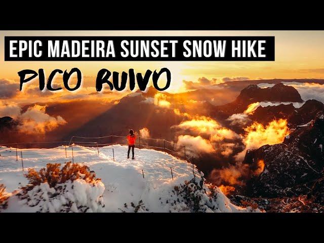 AMAZING MADEIRA SUNSET ON TOP OF PICO RUIVO IN THE SNOW!