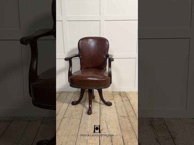 Mahogany Framed Office Chair | Antique Swivel Chair | Classic Executive Seating
