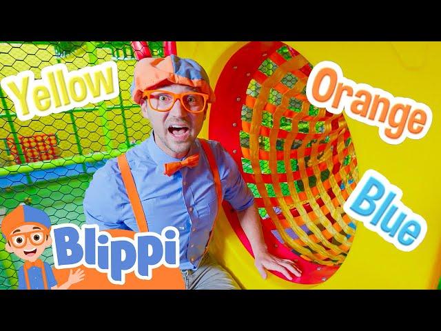 Learning Shapes and Colors with Blippi at Kidsville Indoor Playground! Educational Videos for Kids