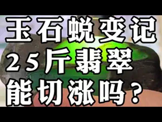 玉石蜕变记，25斤翡翠，能切出啥？ 翡翠 翡翠原石玉石雕刻