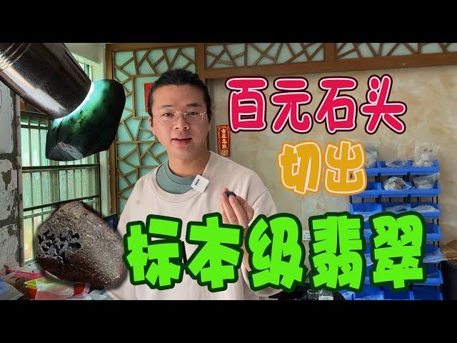 百元石頭切出標本級翡翠【長毛大師薛】