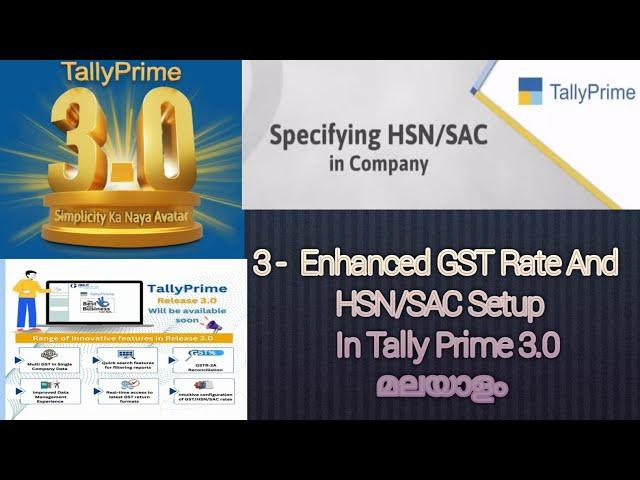 Tally prime 3.0 Malayalam / Enhanced GST Rate, HSN / SAC Setup In malayalam...!!