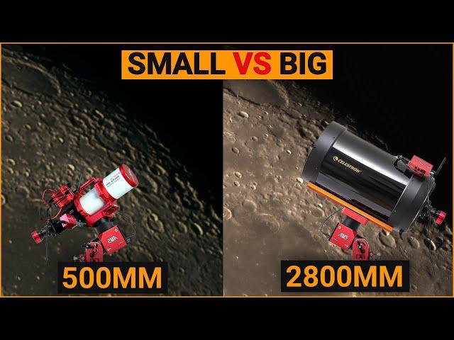 The MOON through a SMALL vs a BIG Telescope!