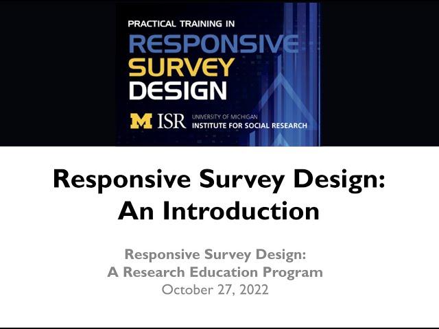 SBE CCC Presents: An Introduction to Responsive Survey Design with James Wagner