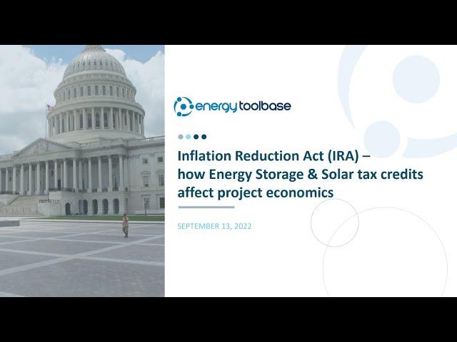 Webinar: Inflation Reduction Act IRA  energy storage & solar tax credits