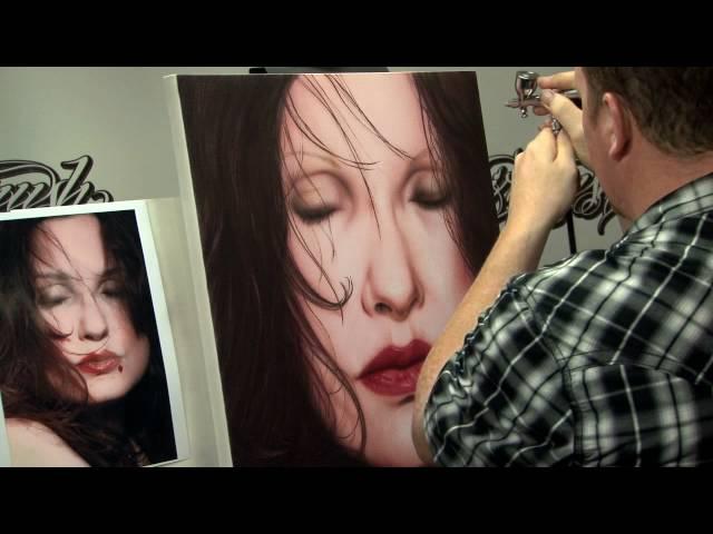 Airbrush Portrait on Canvas Using Createx Wicked w/ Steve Driscoll