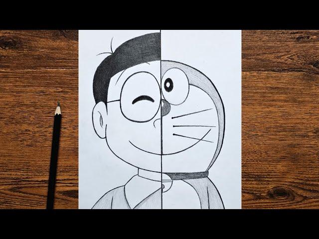 How to draw Doraemon and Nobita | Nobita & Doraemon step by step | easy tutorial