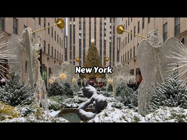 Winter Christmas Walk In New York City Snow Ambience 4k Video