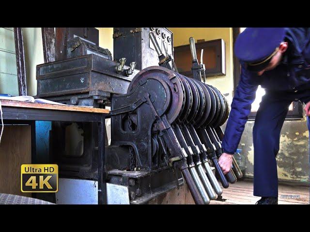 Rail traffic in Serbia - A Switchman, old signal box, track junction and chainways - Station Šebešić