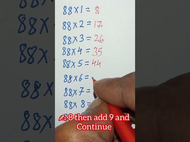 88 table  |88 multiplication tricks| 88 multiplication tips#maths#table#shorts#ytshorts