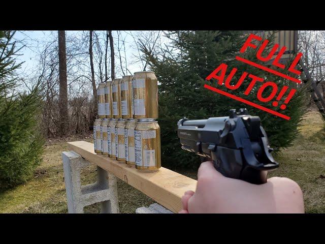 Destroying Cans With Full Auto Umarex Beretta Mod. 92 A1 Air Pistol