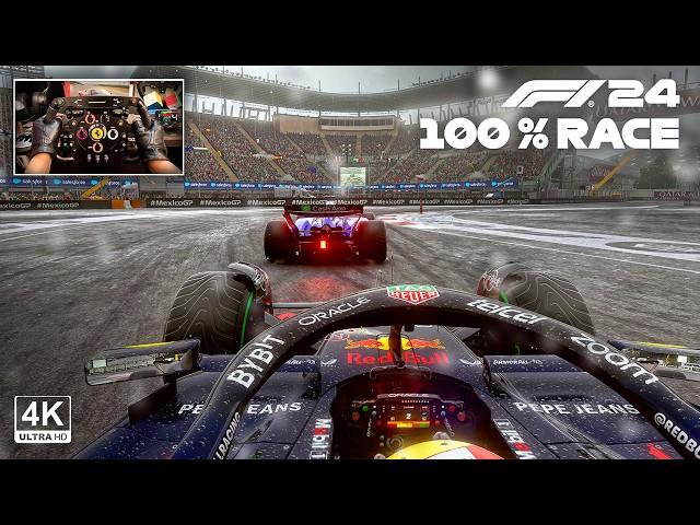 Sergio Pérez's Red Bull Racing RB20 - F1 24 100% Race Mexico GP | Steering Wheel Gameplay