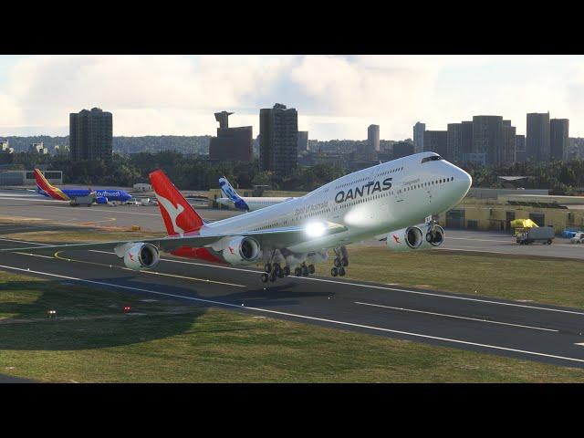 Лучший вид на момент посадки Боинга 747, приземляющегося в аэропорту Лондон-Сити