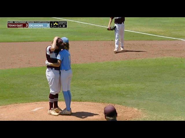 Little League batter hugs pitcher who hit him in head with ball | ABC7 Chicago