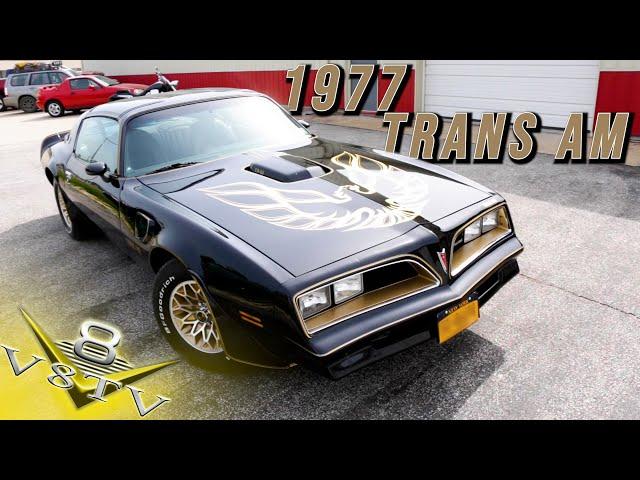 Driving an updated 1977 Pontiac Trans Am SE at V8 Speed and Resto Shop V8TV