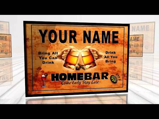 Personalized Custom Home Bar Beer Stretched Canvas Print Decor Sign