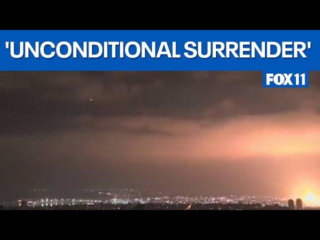Trump urges Iran's 'unconditional surrender' as clash with Israel continues | FOX 11 LA