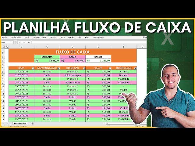 Planilha de Fluxo de Caixa no Excel | Entradas e Saídas | Como fazer? (Download Grátis)