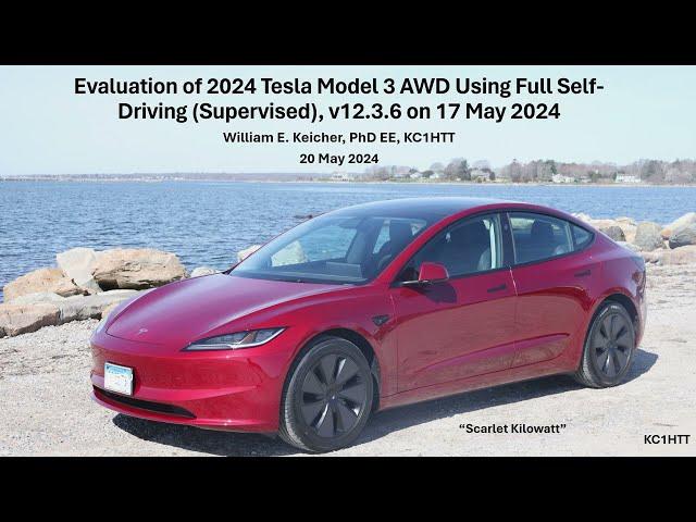 Demonstration of 2024 Tesla Model 3 AWD Using Full Self Driving, FSD v12.3.6 (Supervised)