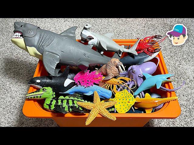 GIANT BOX OF 100 SEA ANIMALS - Shark Whale Octopus Dolphin StarFish