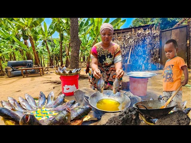 Cooking African Village food/Giriama Coconut Fish Curry with Sima/African Village life