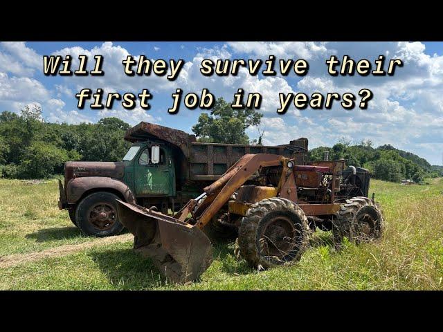 Moving dirt like it’s the 60s! 1965 Mack B61 and 1960s Michigan 35A working together!