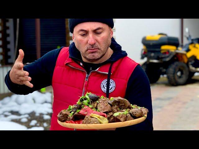 Discover a Traditional Caucasian Recipe! HEART, LIVER, LUNGS. LAMB LIVER IN A CAULDRON