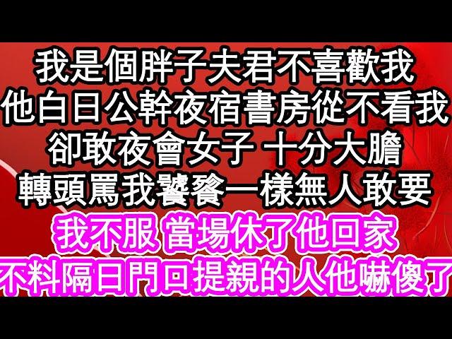 我是個胖子夫君不喜歡我，他白日公幹夜宿書房從不看我，卻敢夜會女子 十分大膽，轉頭罵我饕餮一樣無人敢要，我不服當場休了他回家，不料隔日家門口提親的人他嚇傻了| #為人處世#生活經驗#情感故事#養老#退休