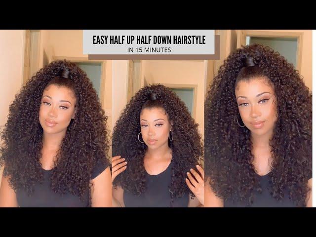 Easy HALF UP HALF DOWN hairstyle