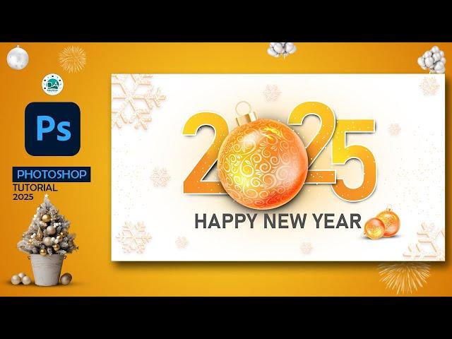 Happy New Year 2025 Wallpaper/Banner/Card/Poster Design | Photoshop Tutorial