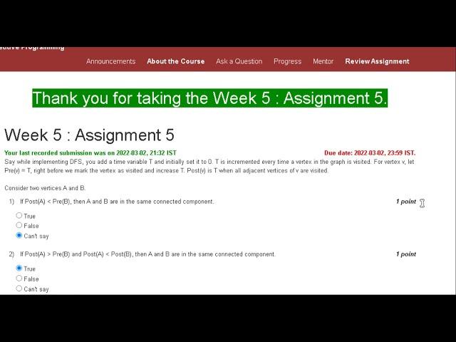 NPTEL Getting Started with Competitive Programming Week 5 : Assignment 5