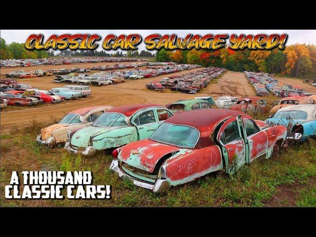 A THOUSAND CLASSIC CARS!!! MASSIVE JUNK YARD!! Classic Car Salvage Yard! Junktown USA! Classic Cars.