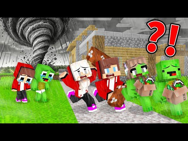 Baby Mikey & Baby JJ Survived The Tornado Alone in Minecraft (Maizen)