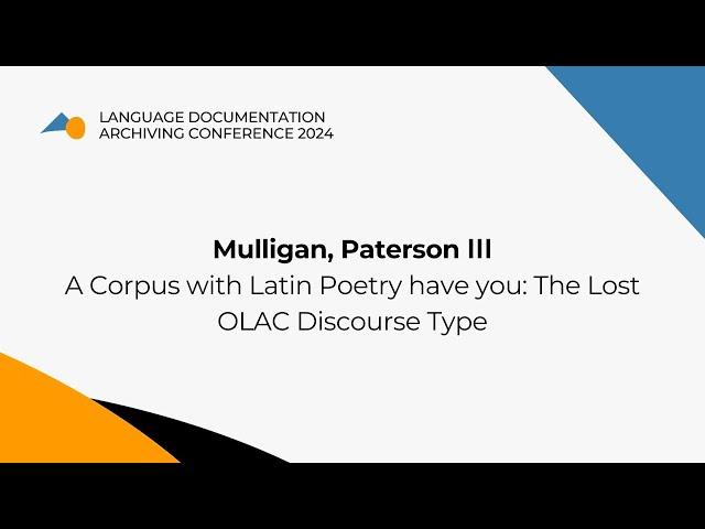 A Corpus with Latin Poetry have you: The Lost OLAC Discourse Type