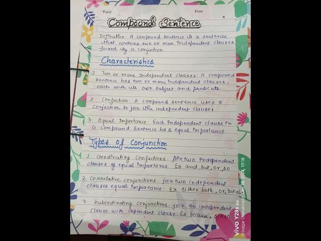 Practical file Sentence simple compound complex sentence #itep #typesofsentence #englishgrammar