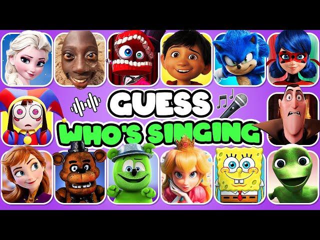 GUESS THE CHARACTERS BY SONG AND DANCE | Elsa, Tenge Tenge, LadyBug, Peach, Caine, Freddy,  Pomni