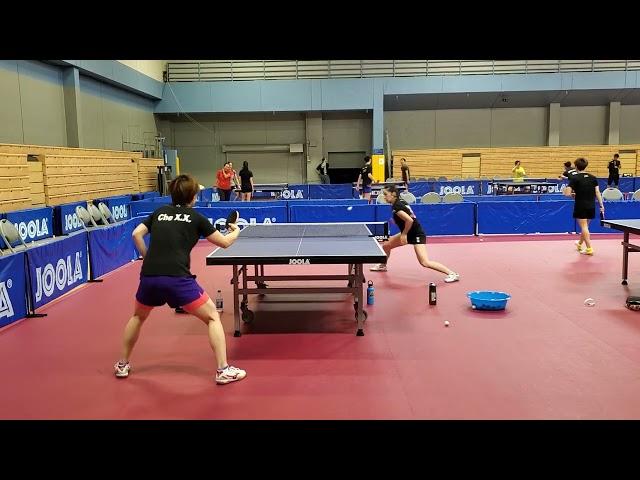 USA's Lily Zhang training 2-2 Forehand Footwork with Chinese National Team 