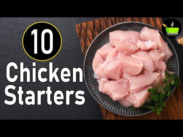 10 Best Chicken Starter Recipes | Non-Veg Starters Recipe | Delicious Starters | 10 Party Appetizers